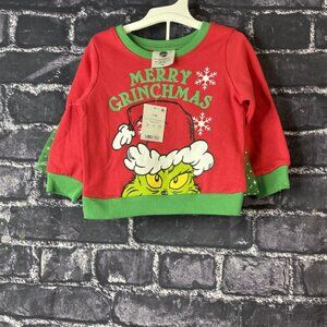 Grinch Girls 12 Month Christmas 2 Piece Set Top and Green Glitter Tutu